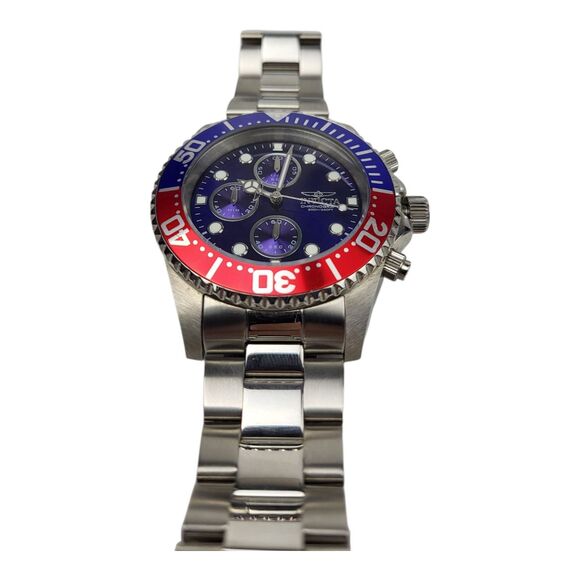 Invicta Pro Diver 43mm Blue Dial Pepsi Bezel Chronograph Watch 1771 NO XTRA LNKS - Picture 3 of 12